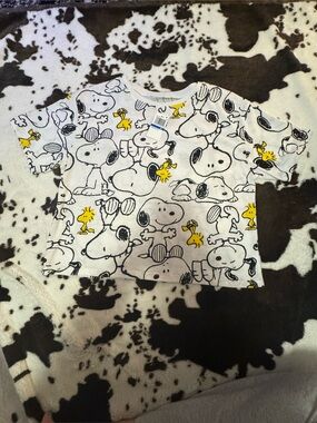 Love Tribe White Snoopy & Woodstock Graphic Short Sleeve Tee
